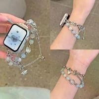 ราคา นาฬิกาผู้หญิง เข้ากันได้กับ Apple Watch Series 10/9 Ultra 8765432 สไตล์ Chanel หินแมว โซ่ สไตล์ตาแมว (1731852243231081624)