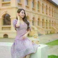 ราคา [DR-0236] ชุดเดรสผ้าไทยคอวีแขนตุ๊กตาแต่งกระดุมกระโปรงทรงหางปลา (1732187453598697688)