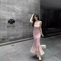 ราคา เดรสสายสปาเก็ตตี้ สีดำ สำหรับผู้หญิง ฤดูใบไม้ผลิ เรียบหรู เย็บปะติดปะต่อกัน เอว-รัดรูป บอดี้คอน ถักนางเงือก เดรสยาว เดรส larobe 8 princess amelia blue dress dolphin shorts (1731778907184137491)