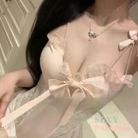 ราคา sexy pajamasชุดนอนไม่ได้นอนชุดซีทรูเซ็กซี่ กลวง ซีทรูลูกไม้ แต่งโบว์ พร้อมส่งจากไทย มีบริการเก็บ (1731677632004523962)