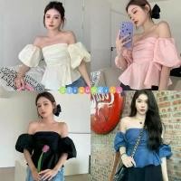 ราคา เสื้อเปิดไหล่ชีฟอง น่ารักสไตล์เกาหลี sexy lady เรียบหรู เริ่ดมาก เสื้อผ้าแฟชั่น เสื้อปาดไหล่ ชุดไปทะเล คลังสินค้า (1731933563322205466)