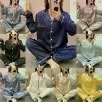 ราคา มาใหม่ชุดนอนคอปกผ้าซาติน เเขนยาว-ขายาว ผ้าลื่น ลายเรียบหรู ดูแพง ผ้าดี ยืดได้ สไตล์ Victoria 's secret ขายดี Clothing เสื้อผ้า Lady ผู้หญิง Women Sleepwear กางเกง (1731061188189522545)