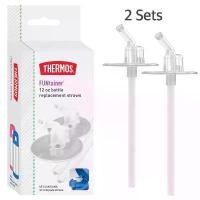 ราคา หลอดกระติกน้ำเทอโมส 2 sets หลอดอะไหล่ Thermos Replacement Straws for 12 Ounce Funtainer Bottle, Clear ราคา 390 บาท (1729647481700453153)