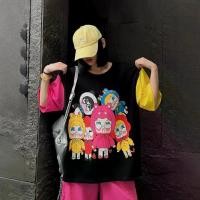 ราคา เสื้อยืดลายการ์ตูนอเมริกันสไตล์สตรีท Color-Block มาใหม่สำหรับฤดูร้อนเสื้อยืดแขนสั้นคอกลมทรงหลวมอินเทรนด์ เสื้อ คอปาด เอ็บ เปิ้ล ไช เดิ้อ เ ส ื ้ อ อก 50 เสื้อ กราม เสื้อ (1731731540688734196)