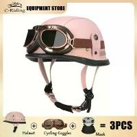 ราคา หมวกกันน็อคนิรภัยฤดูร้อน, ขายส่ง, สำหรับผู้หญิง, หมวกกันน็อคมอเตอร์ไซค์, รถจักรยานยนต์ไฟฟ้า, ครุยเซอร์, จักรยาน, สไตล์วินเทจ, หมวกกันน็อคครึ่งใบ, หนัง PU สีชมพู (1732249593822415437)