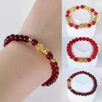 ราคา สร้อยข้อมือปี่เซียะสีทอง, แฮนด์เมด, เครื่องราง, พร้อมสายรัดข้อมือลูกปัดสีดำ, กำไลข้อมือโกเมนและนิล, ใหม่ (1731416038815992401)