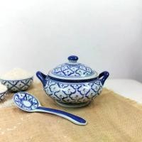 ราคา โถข้าว โถข้าวพร้อมฝาปิด + ทัพพีเซรามิก โถข้าวใส่บาตร โถข้าวลายไทย โถใส่ข้าว เซรามิค เก็บความร้อนได้ดี (1729621654588525093)