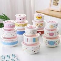 ราคา ชุดชามเซรามิค เซรามิค ชามเซรามิค พร้อมฝาปิด 3ใบ/ชุด เข้าไมโครเวฟได้ ชาม ถ้วย (1731780718942914430)