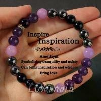 ราคา สร้อยข้อมือหินธรรมชาติ, Luminoia, หินอเมทิสต์, ลูกปัด 8 มม., สร้อยข้อมือหินรัก (1731405194062759174)