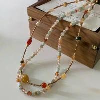 ราคา สร้อยคอ ผู้หญิง ลูกปัด อาเกตหินธรรมชาติ โซ่คุณภาพสูง สีแดง ทวินไซส์ สไตล์โบราณ (1731409945164940334)