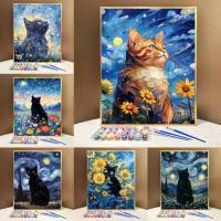 ราคา เพ้นท์ตามตัวเลข, DROFE, ดีไซน์แมวท้องฟ้าเต็มไปด้วยดวงดาว, ภาพวาดสีน้ำมันดิจิตอลตามตัวเลข, ภาพระบายสี, ภาพวาด DIY, ภาพวาดบนผืนผ้าใบ, ภาพวาดสีน้ำมัน, ภาพวาดตามตัวเลข, ตกแต่ง (1730487360877136438)