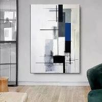 ราคา โปสเตอร์ผ้าใบ, MINGJIAGO, สำหรับศิลปะบนผนัง, ภาพวาดผ้าใบ, ตกแต่งนามธรรม, ของตกแต่งบ้าน, ภาพวาดตกแต่งเส้นสีน้ำเงิน, เหมาะสำหรับตกแต่งห้อง, โปสเตอร์ (1730285659179485370)