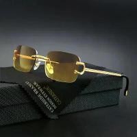 ราคา แว่นกันแดด ทรงสี่เหลี่ยมผืนผ้า สำหรับผู้ชายและผู้หญิง ไร้ขอบ สีทองแดงขาว แว่นกันแดดทรงสี่เหลี่ยมเล็ก เลนส์ไล่โทนสี แว่นตากลางแจ้ง ป้องกัน UV400 แว่น ทรง สี่เหลี่ยม สี ชา ตา กัน แดด (173181225918552663