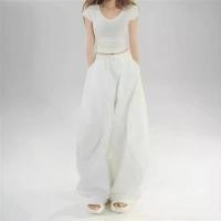 ราคา COD กางเกงผู้หญิง ขายาว ขาบาน เอวสูง ทรงหลวม เอวยางยืด ผ้าพริ้ว วินเทจ ลำลอง สไตล์อเมริกัน ยาวพิเศษ สีขาว ดำ ทรงสวย ใส่สบาย ระบายอากาศ ไม่ร้อน กางเกง ยีน (1731591148809324214)