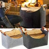 ราคา ตะกร้าสักหลาด กล่องฟืน มีหูหิ้วไม้ พับได้ ทำจากไม้ เหมาะสำหรับฟืน หนังสือพิมพ์ ตะกร้าเก็บเสื้อผ้า (1731205202951570942)