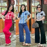 ราคา SpinnyHouseชุดเซ็ต2ชิ้น งานชุดเซ็ต เสื้อคอกลมแขนสั้นทอลาย+กางเกงขายาว เนื้อผ้าไหมพรม รุ่น โปรโมชั่น (1731965087880873586)