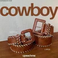 ราคา *พร้อมส่ง* Upeachme - Cowboy belt เข็มขัดหนังสีน้ำตาลหัวใหญ่ มี2ขนาด เข็มขัดหนังมู้ดเวสเทิร์นคาวบอย (1731998229799470233)