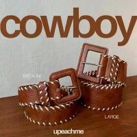 ราคา *พร้อมส่ง* Upeachme - Cowboy belt เข็มขัดหนังสีน้ำตาลหัวใหญ่ มี2ขนาด เข็มขัดหนังมู้ดเวสเทิร์นคาวบอย (1731456057698845928)