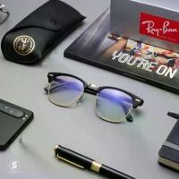 ราคา แว่นตากันแดด Ray Ban Clubmaster RB3016 901/BF Shiny Black Clear Blue (1731886782841850275)