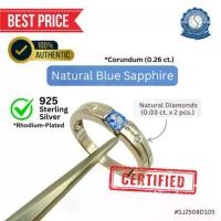 ราคา แหวนเงิน ไพลิน (Oval Mixed, 0.26 ct.) และเพชรธรรมชาติ (0.03 ct. x 2 pcs.) Size #54 (925 Silver Sterling Ring) Natural Blue Sapphire with Natural Diamonds (1732160694852158802)