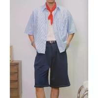 ราคา COD Fine Stripe-Cropped Shirt in Blue/White | เสื้อเชิ้ตแขนสั้น ทรงครอป ผ้า Oxford ลายริ้ว สีฟ้าสลับขาว (1731667065769133929)