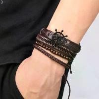 ราคา กําไลข้อมือหนังถัก ปรับได้ ประดับลูกปัดไม้ เชือกถัก สําหรับผู้ชาย และผู้หญิง Set Leather Bracelet คลังสินค้า (1731653544865990556)