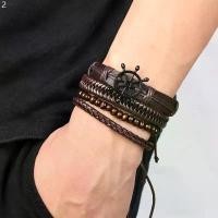 ราคา กําไลข้อมือหนังถัก ปรับได้ ประดับลูกปัดไม้ เชือกถัก สําหรับผู้ชาย และผู้หญิง Set Leather Bracelet ขายดี (1731653596609676986)
