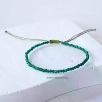 ราคา Minimalist bracelet - Emerald green stone หินสีเขียวมรกต ขนาด 2 มม. สร้อยข้อมือ เชือกถัก by siamonlineshop (1730090442154805493)