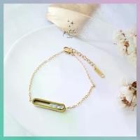 ราคา [พร้อมส่งในไทย] Diamond Flow Bar Bracelet - สร้อยข้อมือ สีทองบาร์เพชรกลิ้ง เรียบหรู มินิมอล (1729739891152620415)