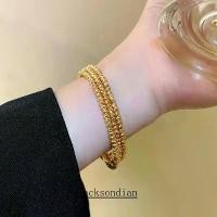 ราคา สร้อยข้อมือลูกปัดนำโชค ดีไซน์เรียบหรู มีสไตล์ สร้อยข้อมือสามแหวน ยืดและหดได้ กำไลเครื่องประดับ สร้อยคอผู้หญิงอิตาลี ทอง ทองปลอม ทองงาน bracelet สร้อย (1731441251052586824)