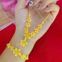 ราคา gold color flowers shaped necklace with bracelet for female (1730460981364033547)