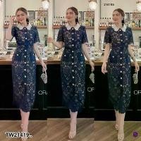 ราคา Garden Clothes ชุดเดรส MAXI เดรสยาว ผ้าลูกไม้ พร้อมเข็มขัด .. สีกรมท่า (1732218726041946815)