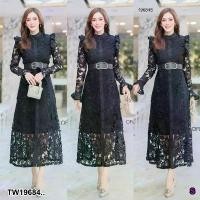 ราคา Garden Clothes ชุดเดรส MAXI เดรสยาว ผ้าลูกไม้ พร้อมเข็มขัด .. สีดำ (1732218726211619519)
