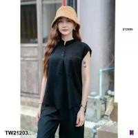 ราคา Garden Clothes ชุดเซ็ท SET 2 ชิ้น เสื้อเชิ้ตคอจีนแขนสั้น + กางเกงขายาว .. สีดำ (1732218712093067967)