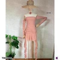 ราคา Garden Clothes ชุดเดรส เดรสเกาะอกทรงต่อแขนสุดแซ่บ ระบายชาย .. สีนู้ด (1732218747482442431)