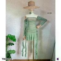 ราคา Garden Clothes ชุดเดรส เดรสเกาะอกทรงต่อแขนสุดแซ่บ ระบายชาย .. สีเขียวอ่อน (1732218768322169535)