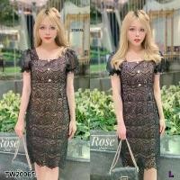 ราคา Garden Clothes ชุดเดรส เดรสแขน ผ้าแก้ว แต่งกระดุมหน้า .. สีดำ (1732225651317508799)