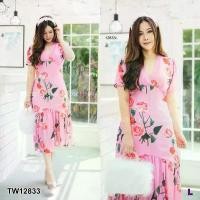 ราคา Garden Clothes ชุดเดรส เดรส #สาวอวบ คอวีแต่งระบาย ลายดอกกุหลาบ สีชมพู (1732218811786824383)