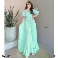 ราคา Garden Clothes ชุดเดรส เดรสยาวแขนพอง สายผูกคอ กระโปรงอัดพลีท สีเขียวอ่อน (1732225594187549375)