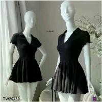 ราคา Garden Clothes ชุดเดรส เดรสสั้น ผ้ายืดร่องหนา คอเชิ้ตกระดุมหน้า .. สีดำ (1732218739471452863)