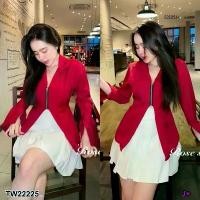 ราคา Garden Clothes ชุดเซ็ท SET 2 ชิ้น เสื้อเชิ้ตแขนยาว อกมีซิปรูด +กระโปรง .. สีแดง (1732218760391396031)