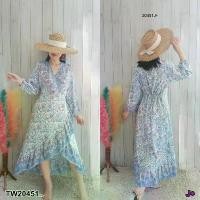ราคา Garden Clothes ชุดเดรส เดรสทรงอกไขว้ ปลายแขนสม็อค สายผูกเอว .. สีขาว (1732218727001983679)