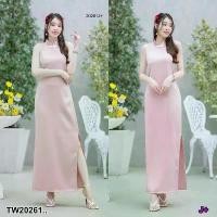 ราคา Garden Clothes ชุดเดรส เดรสกี่เพ้าแขนกุดทรงสอบผ่าข้าง .. สีชมพู (1732225635720923839)