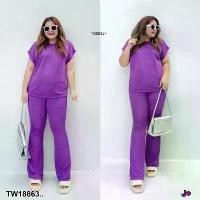 ราคา Garden Clothes ชุดเซ็ท SET #BIGSIZE 2 ชิ้น เสื้อยืด + กางเกงขาม้า .. สีม่วง (1732225649794910911)
