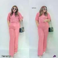 ราคา Garden Clothes ชุดเซ็ท SET 2 ชิ้น #BIGSIZE เสื้อครอป + กางเกงขาม้า .. สีชมพู (1732225626218138303)