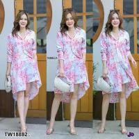 ราคา Garden Clothes ชุดเซ็ท SET2 ชิ้น #สาวอวบ เสื้อตัวยาว + กางเกงขาสั้น .. สีแดง (1732225614606076607)