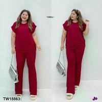 ราคา Garden Clothes ชุดเซ็ท SET #BIGSIZE 2 ชิ้น เสื้อยืด + กางเกงขาม้า .. สีแดง (1732225599271897791)