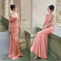 ราคา Garden Clothes ชุดเดรส เดรสยาวซาติน แต่งชายระบายแขน .. สีชมพู (1732218709895711423)