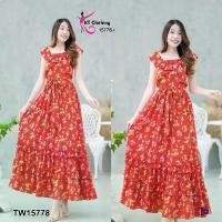 ราคา Garden Clothes ชุดเดรส แม็กซี่เดรสแขนกุดคอกว้างลายดอกไม้ ผูกโบว์เอว สีแดง (1732218753729792703)