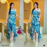 ราคา Garden Clothes ชุดเดรส เดรสลายพาสเทล สายเดี่ยวผูกไหล แวกหน้า สีฟ้า (1732218738963614399)